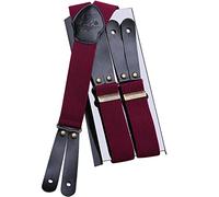 Bretelle da Uomo Bretelle con Bottoni da Uomo Bretelle da Uomo retrò per Matrimonio da Lavoro Casual, Wine Red, 3.5x110cm