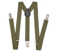 Bretelle da uomo da 2,5 cm, elastiche, regolabili, a Y con clip posteriore Verde militare Taglia unica