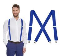 Bretelle da uomo, extra forti, bretelle da donna, pantaloni da sci, bretelle nere, bretelle da uomo, larghe, bretelle da lavoro, bretelle in pelle, Bright Blue bretelle, 76-120cm