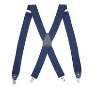 Bretelle da uomo regolabili elastiche - Heavy Duty 3,5 cm di larghezza x forma 4 forti clip bretelle bretelle, 4 clip - blu navy, Taglia unica