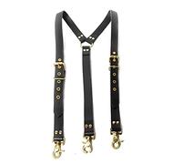 Bretelle in pelle Uomo/Donna Bretelle regolabili con design a Y Bretelle da sposo Abiti da regalo per uomo Bretelle da uomo con clip pesanti Bretelle nere