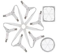 Bretelle per Lenzuola con Pinze Elastici Regolabili per Lenzuola Clip Lenzuola Fissaggio Ferma Lenzuola Angoli 3 Vie 6 Lati Lenzuolo Holder Cinghie per Lenzuola Materasso Asse da Stiro O Divano Bianco
