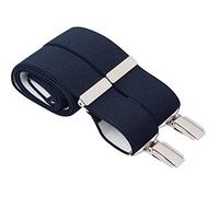 Bretelle per pantaloni in tinta unita, larghezza 35 mm, 4 clip argentate resistenti, misure assortite fino a 4XL e 22 colori regolabili, Blu notte, Standard (44 Inches Long)