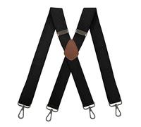 Bretelle per uomo, Bretelle da uomo 3,5 * 120 cm, elastiche alte, regolabili, con 4 robuste clip, resistenti, for pantaloni X sul retro(Black)