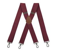 Bretelle per uomo, Bretelle da uomo 3,5 * 120 cm, elastiche alte, regolabili, con 4 robuste clip, resistenti, for pantaloni X sul retro(Wine Red)