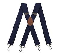 Bretelle per uomo, Bretelle da uomo 3,5 * 120 cm, elastiche alte, regolabili, con 4 robuste clip, resistenti, for pantaloni X sul retro(Navy)