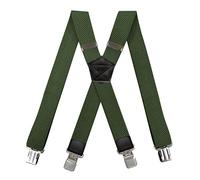 Bretelle per uomo, Bretelle elastiche da uomo a X, 3,5 cm x 120, in grano di mais, larghe, elasticizzate, con 4 clip, regolabili, lavoro(Darkgreen 120cm)