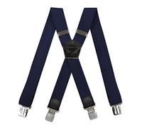 Bretelle per uomo, Bretelle elastiche da uomo a X, 3,5 cm x 120, in grano di mais, larghe, elasticizzate, con 4 clip, regolabili, lavoro(Navy 120cm)