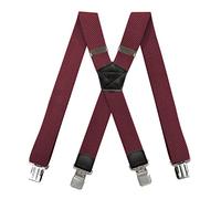 Bretelle per uomo, Bretelle elastiche da uomo a X, 3,5 cm x 120, in grano di mais, larghe, elasticizzate, con 4 clip, regolabili, lavoro(Winered 120cm)