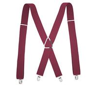 Bretelle per uomo, Bretelle elastiche regolabili con clip, for donne, uomini e adulti, retro a X, for pantaloni di grandi dimensioni(Burgundy)