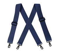 Bretelle per uomo, Bretelle elastiche regolabili for uomo e donna, larghe 5 cm, con 4 ganci girevoli passanti for cintura(Navy)