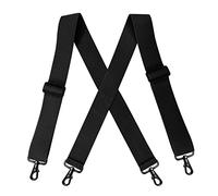 Bretelle per uomo, Bretelle elastiche regolabili for uomo e donna, larghe 5 cm, con 4 ganci girevoli passanti for cintura(Black)