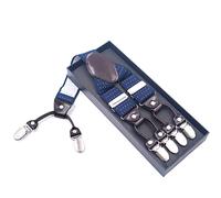 Bretelle per uomo, Bretelle in pelle con retro a Y da 3,5 cm, for uomo, donna, adulto, regolabili, elastiche, cinturino, for matrimonio, evento, formale, casual(Navy)