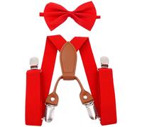 Bretelle Regolabili per Bambini con Fiocco Cravatta 4 Clip Cinghia Elastica Poli
