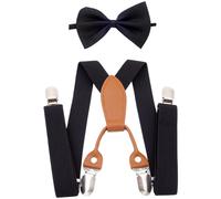 Bretelle Regolabili per Bambini con Fiocco Cravatta 4 Clip Cinghia Elastica Poli