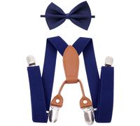 Bretelle Regolabili per Bambini con Fiocco Cravatta 4 Clip Cinghia Elastica Poli