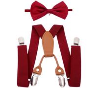 Bretelle Regolabili per Bambini con Fiocco Cravatta 4 Clip Cinghia Elastica Poli