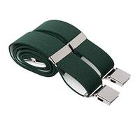 Bretelle resistenti per pantaloni, 35 mm di larghezza, elastiche, 4 grandi clip argentate, misure assortite fino a 4XL e 17 colori, Verde, XL (122 cm lange)