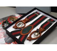 BRETELLE ROSSE VERDI ELASTICHE E VERA PELLE PER MATRIMONI FATTE A MANO IN UBR...