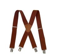 Bretelle Uomo Eleganti Adult Suspenders 5cm 4 Clip X-Type Widened Strong Clip Elastic Outdoor Travel Large Braces Men's Suspenders(Brown)