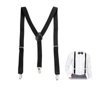 Bretelle uomo nere regolabili in poliestere e metallo 1 pezzo | bretelle elastiche larghe unisex per pantaloni | accessori abbigliamento eleganti per cerimonia lavoro uso quotidiano