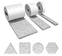 Brevanza 3 Rotoli Feltro Adesivo (100cmx10cm, 100cmx5cm, 100cmx2cm), Feltrini per Sedie, Feltrino per Sedie, Rotolo Adesivo per Mobili, Feltri Antiscivolo Grigio Taglio Libero in Qualsiasi Forma