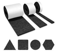Brevanza 3 Rotoli Feltro Adesivo (100cmx10cm, 100cmx5cm, 100cmx2cm), Feltrini per Sedie, Feltrino per Sedie, Rotolo Adesivo per Mobili, Feltri Antiscivolo Nero Taglio Libero in Qualsiasi Forma