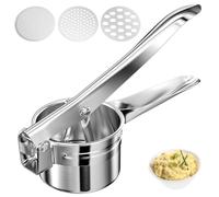 Brevanza Pressa Puree Manuale, Schiacciapatate Patate, Professionale Pressa Purea Manuale, Spremiapatate in Acciaio Inox con 3 Dischi Intercambiabili per Verdure, Frutta e Altri Alimenti