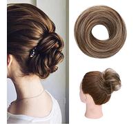 Breve Chignon Disordinato Reale Remy Umano Updo Riccio Nastro Estensioni Coda di Cavallo Ciambella Chignon #04 Marrone Medio