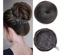 Breve Chignon Disordinato Reale Remy Umano Updo Riccio Nastro Estensioni Coda di Cavallo Ciambella Chignon #04 Marrone Medio