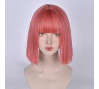 Breve Dritto Bob Parrucche Per Le Donne Ragazze Smussato Taglio Naturale Jk Dolce Parrucca Per Abbigliamento Quotidiano Cosplay Feste E Lolita Harajuku (Rosso anguria)