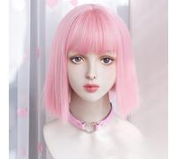 Breve Dritto Bob Parrucche Per Le Donne Ragazze Smussato Taglio Naturale Jk Dolce Parrucca Per Abbigliamento Quotidiano Cosplay Feste E Lolita Harajuku (Fiore di ciliegio rosa)