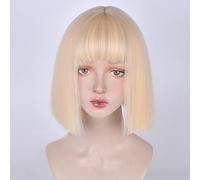 Breve Dritto Bob Parrucche Per Le Donne Ragazze Smussato Taglio Naturale Jk Dolce Parrucca Per Abbigliamento Quotidiano Cosplay Feste E Lolita Harajuku (Bionda platino)