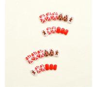 Breve Mandorla Piena Copre Stick On Nails Cartoon Pan di Zenzero Uomo Unghie Finte Natale Press On Nails Per L'inverno