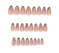 Breve Mandorla Press On Unghie Con Leopardo Francese Pizzo E Motivo Floreale Unghie Acriliche Per Le Donne Che Cercano Un'Unghie Uniche Manicure Esperienza