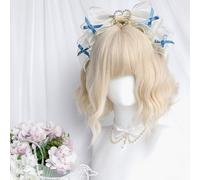 Breve Parrucche Ondulate Per Le Donne Ragazze Partito Halloween Lolita Cosplay Parrucca Gradiente Parrucche Quotidiane Con Frangia (Platino)