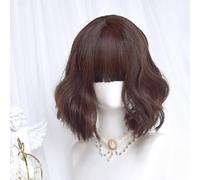 Breve Parrucche Ondulate Per Le Donne Ragazze Partito Halloween Lolita Cosplay Parrucca Gradiente Parrucche Quotidiane Con Frangia (Marrone cioccolato)
