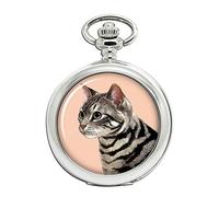 Breve Tabby Cat Ritratto Full Hunter Orologio da tasca