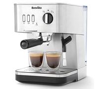 Breville Bijou Barista - Macchina portafiltro automatica automatica e manuale, macchina per caffè espresso per cappuccino e caffè, pompa da 15 bar, ugello per vapore, argento [VCF149X]