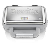Breville DuraCeramic VST072 - Macchina per waffle antiaderente e facile da pulire con piastre rimovibili di riempimento profondo, bianco e acciaio inox