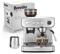 Breville Macchina per caffè espresso Barista Max, sistema Thermoblock con tecnologia PID, vaporizzatore, pompa italiana 15 bar, capacità 2.8 l, 1550 W, Macina caffè integrato, Argento