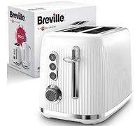 Breville Tostapane bianco audace a 2 fette con sollevamento alto e slot larghi | Bianco e Argento Cromato [VTR037