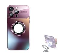 BreWel Curranet Lens Protection Hard Case for iPhone,Magnetic Charging Aluminum Metal Bumper Shell,Anti-Fingerprint Matte Shell,For iPhone16/15/14/13pro Max (Fuchsia,For iphone 13 Pro max)