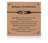 Brewlix Braccialetti portafortuna, braccialetto contro il malocchio e braccialetti di protezione, braccialetto con tripla protezione, braccialetto per alleviare l'ansia, gioielli spirituali regolabili