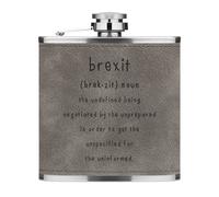 Brexit Il Undefined 170ml pelle Sintetica Hip Flask Grigio Funny Scherzo Britain