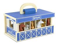 Breyer Playset di Stalle in Legno Horses Farms con 6 Cavalli, Playset da 6 Pezzi, 6 Cavalli Stablemates Inclusi, 6" H X 9" L X 2,5" P, Scala 1:32, Modello #59217, Multi (Legno)