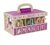 Breyer Set da gioco con 6 unicorni, con 6 unicorni, 6 pezzi | 6 compagni di stalla, unicorni inclusi, 6" H x 9" L x 2,5" T, scala 1:32, modello #59218, multicolore (legno)