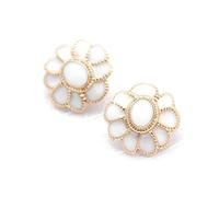 Breyhda 6 Bottoni in Metallo Dorato con Fiori per Abiti da Cappotto, Cucito Vintage,Bianco,17 mm