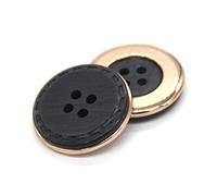 Breyhda 6 Bottoni Rotondi in Metallo a 4 Fori, 18 mm, 21 mm, 25 mm, per Cucire Cappotti da Donna.,Nero,25 mm