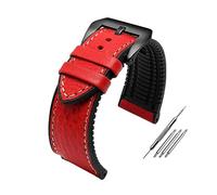 Breyhda Cinturino per orologio ibrido in pelle/gomma - Cinturino di ricambio resistente da uomo da 20 mm, 22 mm e 24 mm,20mm